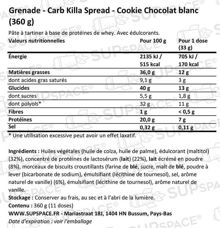 POMEGRANATE PROTEIN SPREAD - WHITE CHOCOLATE (360G)