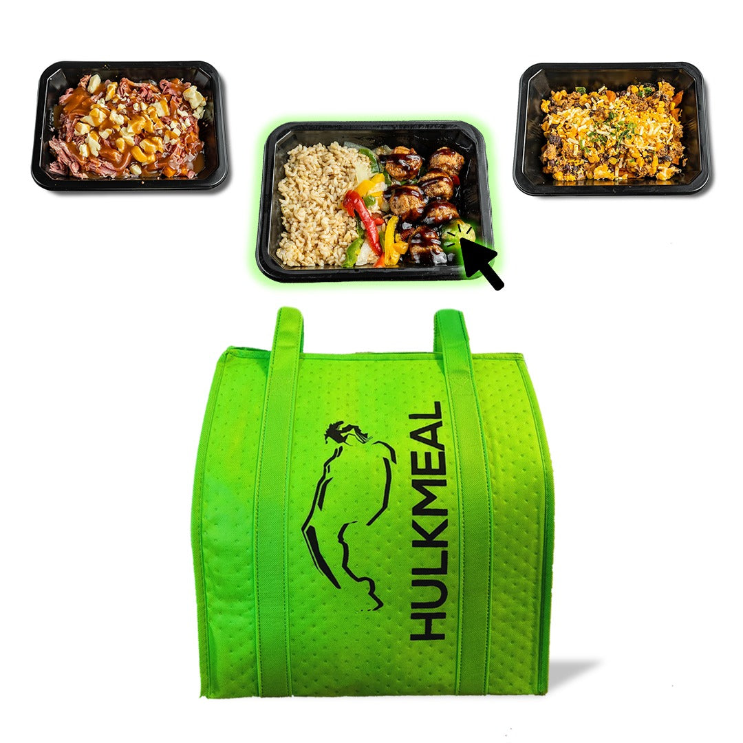 promotional bag with hulkmeals healthy ready meals