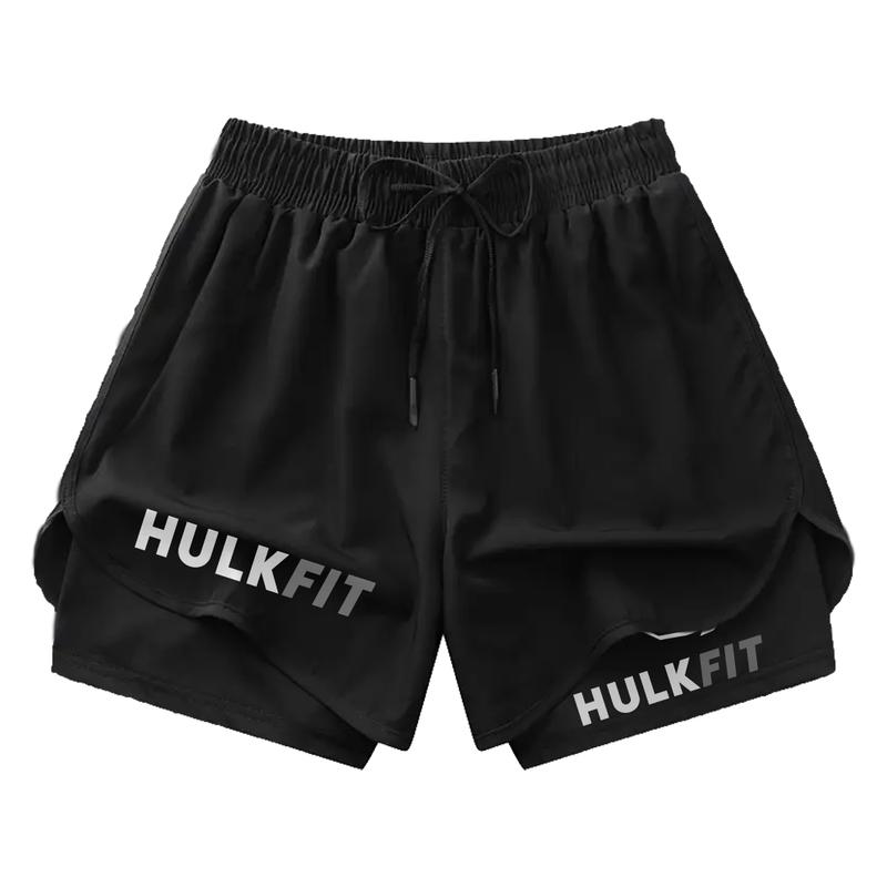 HULKFIT - BLACK SPORTS SHORTS